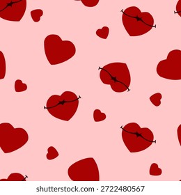 A seamless pattern of smiling hearts on a pink background. Perfect for decorating fabric, wrapping paper, cards, and more, for Valentine's Day and just because.
