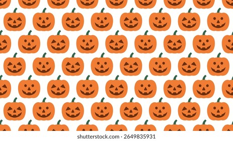 Seamless pattern of smiling jack o lantern pumpkins for halloween silhouette