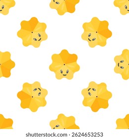 Seamless pattern with smiling yellow beach umbrellas, perfect for summer vacation projects