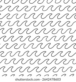 Um padrão perfeito de linhas de onda suaves desenhadas à mão em um ritmo suave e fluente. Perfeito para têxteis modernos, embalagens e decoração.