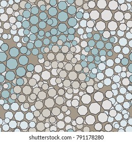 Seamless pattern of smoothed heptagons. Fashionable camouflage.