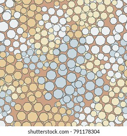 Seamless pattern of smoothed heptagons. Fashionable camouflage.