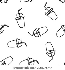 Seamless pattern with smoothie cups and white background