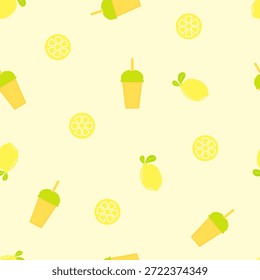 Patrón sin fisuras con batidos en vasos de jugo. Fondo fresco, de la bebida del jugo de fruta, de la comida, y de la bebida para la tela, la decoración, el empaquetado, y las impresiones textiles.