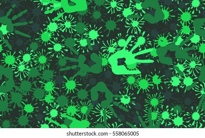 Seamless pattern of smudges and handprints. Fashion camouflage