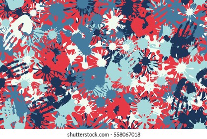 Seamless pattern of smudges and handprints. Fashion camouflage.