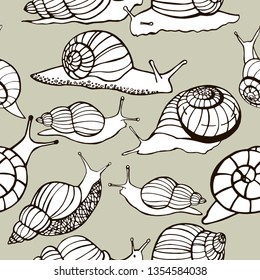 seamless pattern snail ahatiny