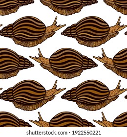 Seamless pattern of Snail. Vector stock illustration eps10. Isolate on white background