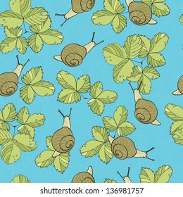 Seamless pattern with snails