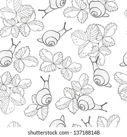 Seamless pattern with snails
