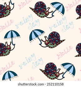 Seamless pattern with snails.