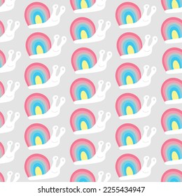 Patrón sin foco con caracoles el color de la Bandera Orgullo Géderflux. Imprimir para textil, papel pintado, cubiertas, superficie. Estilización retro. Para tela de moda. símbolos lgbtqa