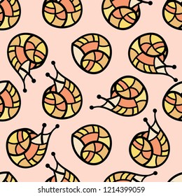 Seamless pattern with snails. Colorful illustration. EPS10. Clipping mask applied. This pattern is available as Swatches.