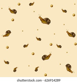 Seamless pattern with snails. Vector illustration.