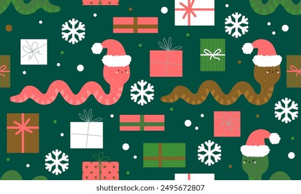 Seamless pattern with snake. 2025 new year of snake. Holiday design with snake. Christmas design. Chinese New Year. 2025 celebration