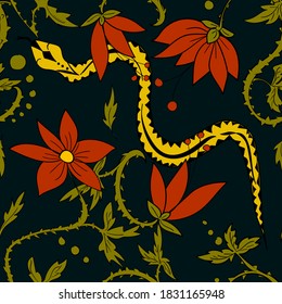 Seamless pattern pattern snake in colors. Packaging design, wallpaper, paper, fabric