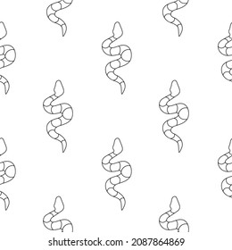 Patrón sin foco con garabatos de serpientes. Contorno de imagen Fondo con dibujos negros de un animal reptil. Ornamento de serpiente lineal vectorial, muestra de impresión
