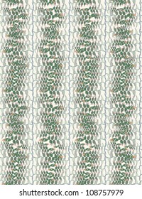 seamless pattern with snake floral motif on white background