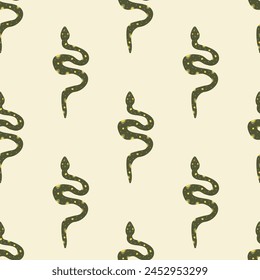 Seamless pattern with snake. Simple ornament. Vector hand drawn illustration.