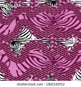 Seamless pattern - snake skin and tiger stripes.