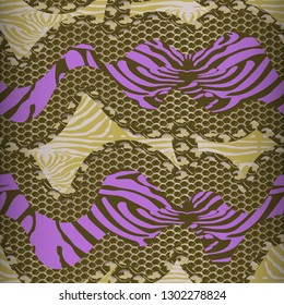 Seamless pattern - snake skin and tiger stripes.