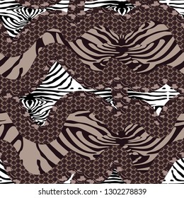 Seamless pattern - snake skin and tiger stripes.