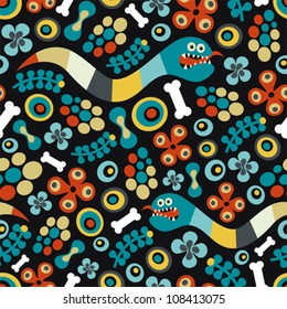 Seamless pattern with snake. Vector texture.