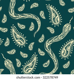 Seamless pattern with snakes.