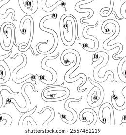 seamless pattern with snakes in doodle style in vector. Element for fabric print background wrapping banner textile packaging wallpaper