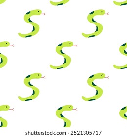 Seamless pattern. Snakes.  Hand drawn illustration on white background.