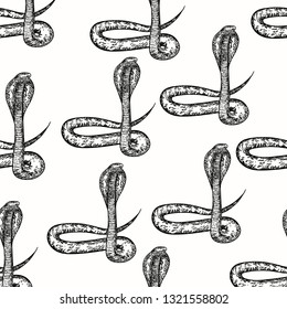 Seamless pattern with snakes on the white background.