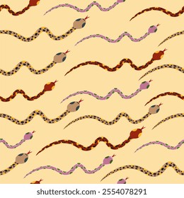 Seamless pattern with snakes. Repeating design element for fabric printing. Reptiles and lizards.