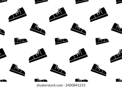 Seamless pattern with sneaker side view silhouette vector