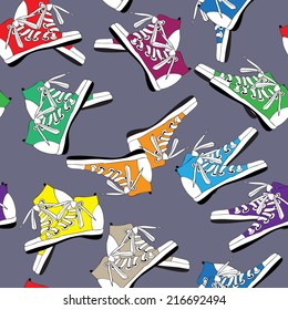 Seamless pattern with sneakers