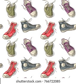 Seamless pattern with sneakers