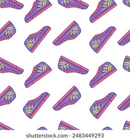 Seamless pattern with sneakers from the 80-90s.