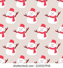 seamless pattern, snow man art  background design for fabric and decor