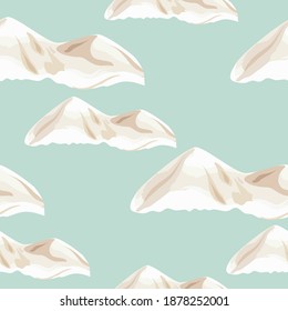 Seamless pattern with snow mountains. For printing wrapping paper, packaging, fabric. Vector illustration.