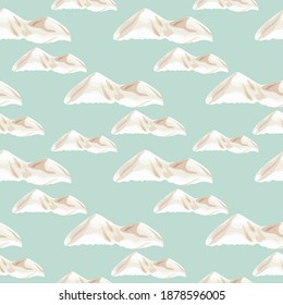 Seamless pattern with snow mountains. For printing wrapping paper, packaging, fabric. Vector illustration.