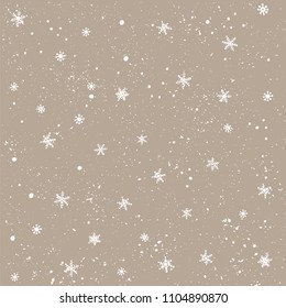 Seamless pattern with snow and snowflakes. Christmas and New Year background. Vector illustration.