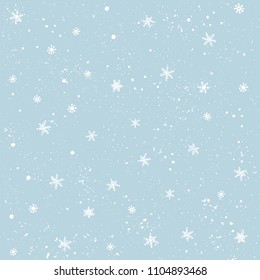 Seamless pattern snow and snowflakes. Christmas and New Year background. Vector illustration.