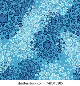 Seamless pattern. The snow whirlwind. Festive drawing. Dance of snowflakes. Texture for 3D.