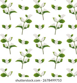 Rama de snowberry de patrón sin costuras con bayas blancas. Para el arte botánico, decoraciones de invierno y vacaciones, diseño de embalaje, impresiones de tela, marca de productos ecológicos, tarjetas de felicitación, invitaciones.