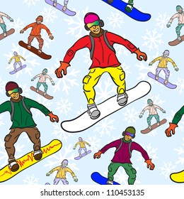 seamless pattern of Snowboarder