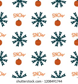 Seamless pattern with snowflake in hand drawn style. Perfect for print, textile and fabric. Vector illustration