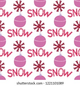 Seamless pattern with snowflake in hand drawn style. Perfect for print, textile and fabric. Vector illustration