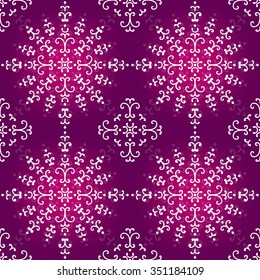 Seamless pattern snowflake and lilac sky
