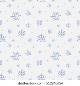 Seamless pattern with snowflake. Winter season background with snowfall. Christmas and New Year holiday scrapbook digital paper, textile print, page fill. Vector illustration