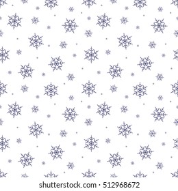 Seamless pattern with snowflake. Winter season background with snowfall. Christmas and New Year holiday scrapbook digital paper, textile print, page fill. Vector illustration