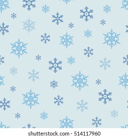 Seamless pattern with snowflake. Winter season background with snowfall. Christmas and New Year holiday scrapbook digital paper, textile print, page fill. Vector illustration